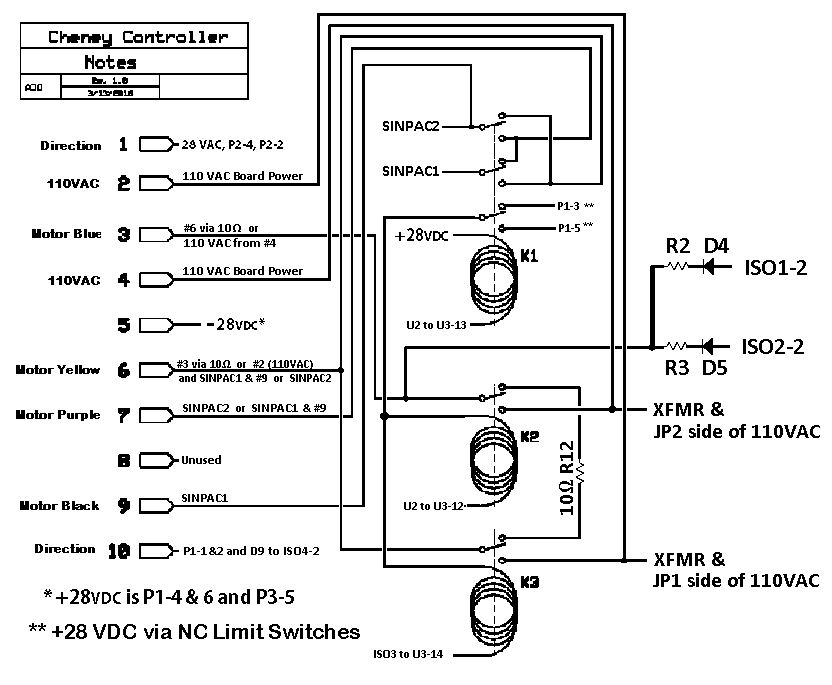 partial schematic (relays only) of the Cheny WECO controller circuit board