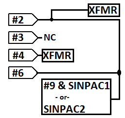 With K2 unenergized and energised #2 and #6 are connected. Nothing is connected to #3.